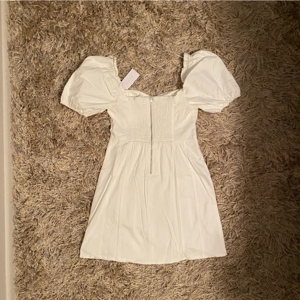 ASTR the Label Skylar Puff Sleeve Mini White Denim Dress - Small - Picture 10 of 12